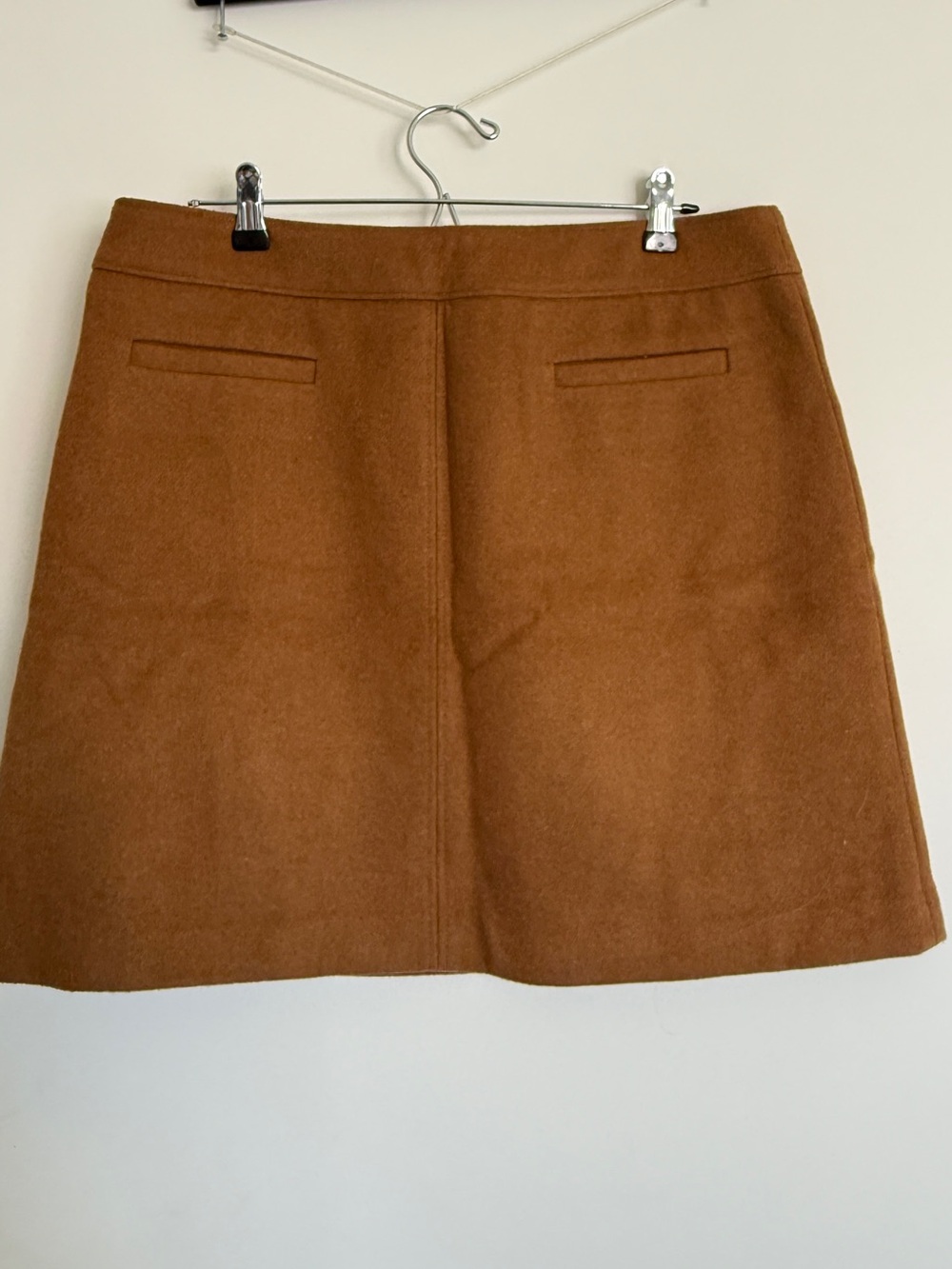 LOFT Camel Brown Mini A-Line Wool-Blend Skirt